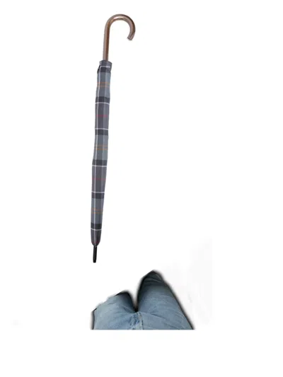 Barbour Tartan-print Umbrella In Gray