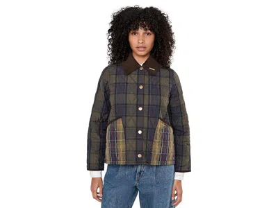Barbour Tartan Reimagined Icons Tartan Cropped Liddesdale Quilted Jacket Women's Coat Shadow Classic/classic In Brown