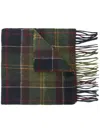 Barbour Acrylic Scarf With Check Pattern In Green
