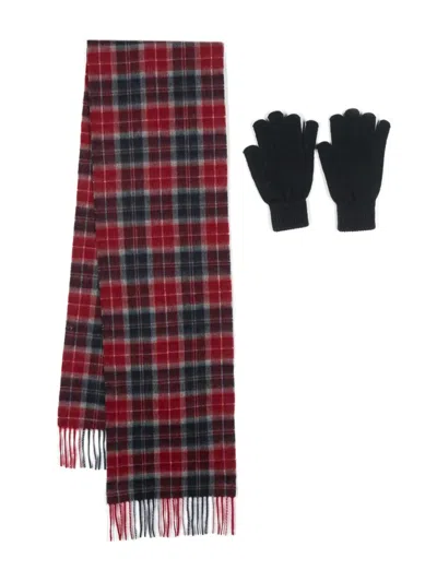 Barbour Knitted Wool Scarf-gloves Set In Red