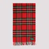 Barbour Red Scarf With Check Motif And Double Logo In Wool Woman In Burgundy
