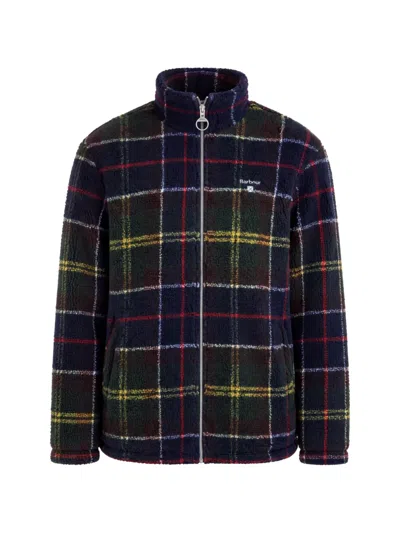 Barbour Tartan Sherpa-fleece Cardigan In Blue