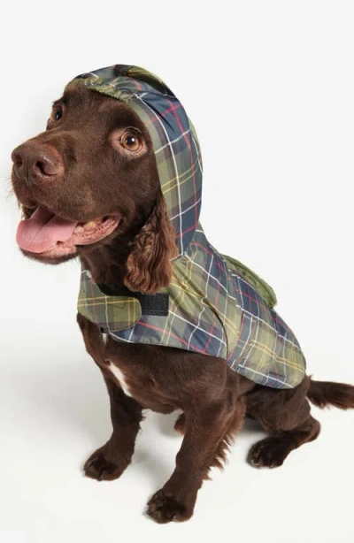 Barbour Tartan Showerproof Packable Dog Coat In Green