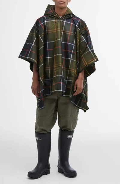Barbour Tartan Showerproof Packable Poncho In Multi