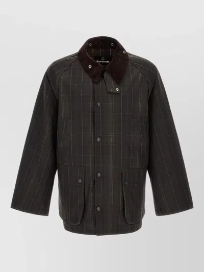 Barbour Tartan Single Breasted Coat In Black