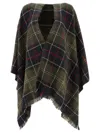 Barbour Acrylic Cape With Tartan Pattern In Green