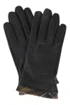 Barbour Tartan Trimmed Gloves In Black