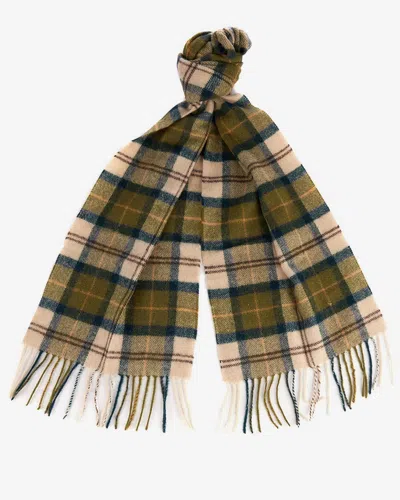 Barbour Tartan Unisex Lambswool Scarf In Brown