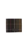 Barbour Plaid Pattern Leather Bi-fold Wallet In Brown