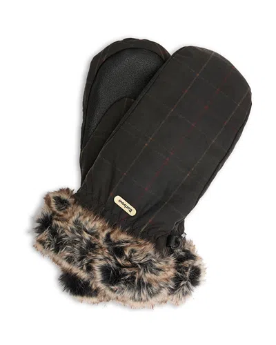 Barbour Tartan Waxed Cotton Mittens In Multi