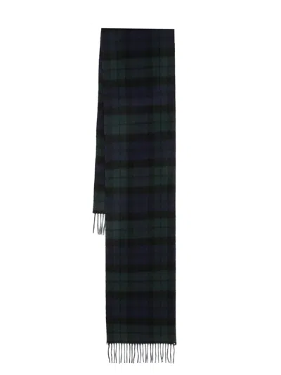 Barbour Tartan Wool And Cashmere Scarf New Check In Black
