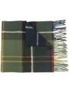 Barbour Check Pattern Scarf In Green