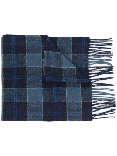 Barbour Tartan Wool  Scarf In Blue