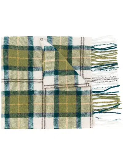 Barbour Tartan Wool  Scarf In Green