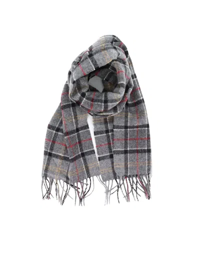 Barbour Tartan Wool Scarf In Gray