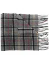 Barbour Tartan-fringed Scarf In Gray