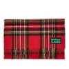 Barbour Red Scarf With Check Motif And Double Logo In Wool Woman In Red