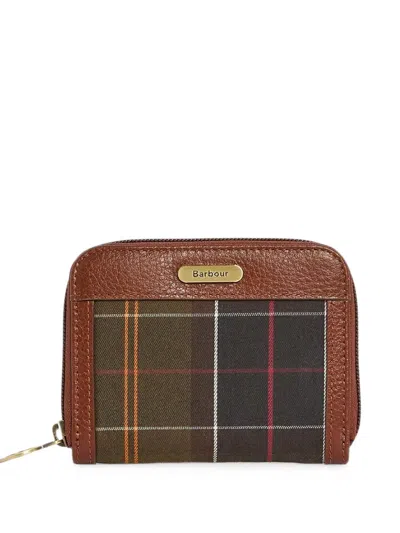 BARBOUR TARTAN-PANEL LEATHER WALLET