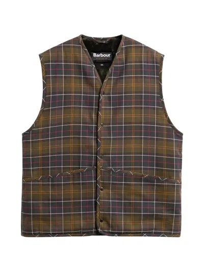 Barbour Tartan-print Gilet In Yellow