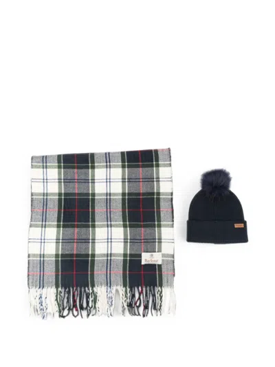 Barbour Tartan-print Pompom Beanie Hat And Scarf Set In Multi