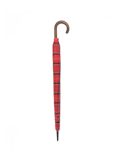 Barbour Tartan-print Umbrella In Red