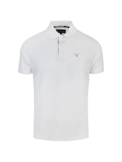 Barbour Logo Embroidered Short-sleeved Polo Shirt In White