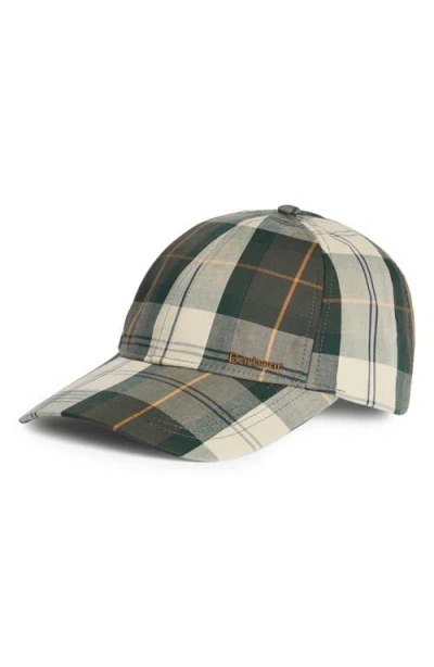 Barbour Telfield Tartan Adjustable Cap In Green
