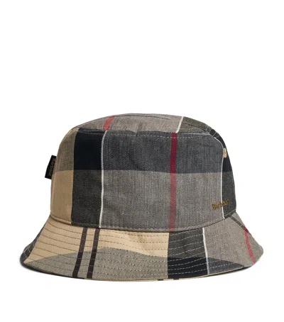 Barbour Telfield Tartan Bucket Hat In Gray