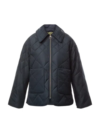 Barbour Diamond-quilted Puffer Jacket In Blue