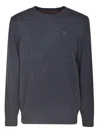 Barbour Textured Knit Crew Neck Sweater With Ribbed Cuffs In Gray
