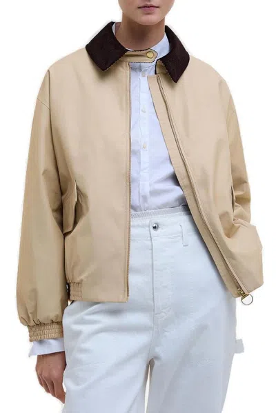 Barbour Womens Sand The Edit By Alexa Chung Two-buttoned-pockets Cotton-blend Jacket In Beige