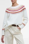 Barbour Tidal Fair Isle Cotton & Wool Blend Sweater In White