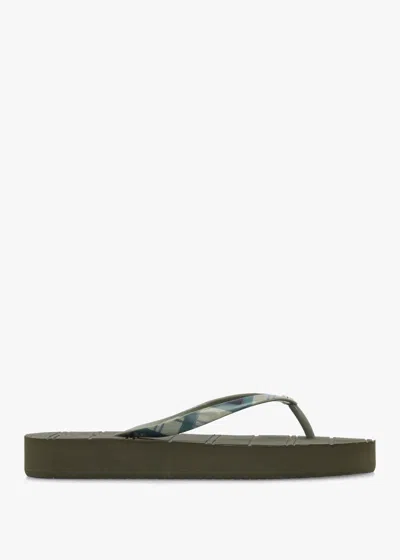 Barbour Tilda Olive Toe Post Flip Flops In Green