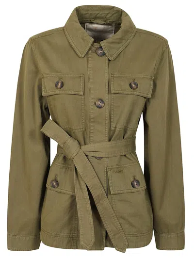 Barbour Tilly Belted Waist Casual Jacket In Green