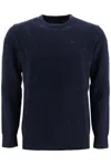 Barbour Checked-panel Crewneck Jumper In Navy