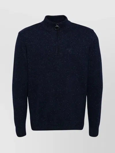 Barbour Tisbury Half Zip Sweater High Collar Design In Black