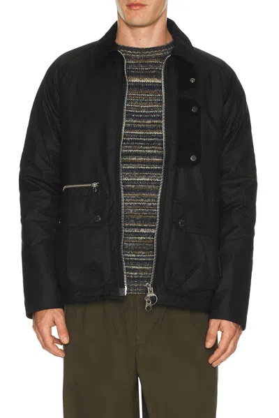 Barbour Tract Corduroy-trim Pocket Jacket In Black
