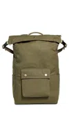 Barbour Transport Foldover Top Cotton Backpack In Dusky Green