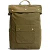 Barbour Transport Foldover Top Cotton Backpack In Dusky Green