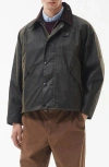 Barbour Transport Water Resistant Corduroy Collar Waxed Cotton Jacket In Olive