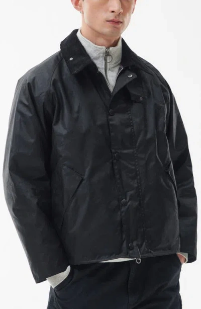 Barbour Transport Wax Jacket In Black