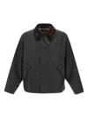Barbour Transport Waxed Corduroy-collar Jacket In Black