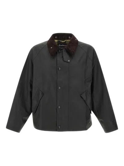 BARBOUR TRANSPORT WAXED CORDUROY-COLLAR JACKET