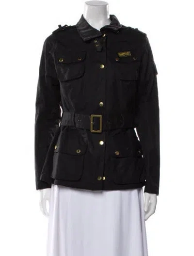 Pre-owned Barbour Trench Coat In Black