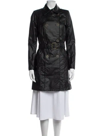 Pre-owned Barbour Trench Coat In Black