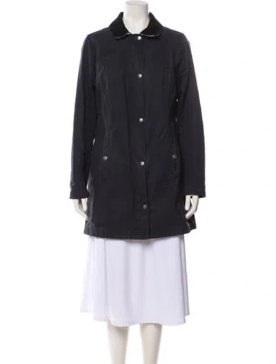Pre-owned Barbour Trench Coat In Blue
