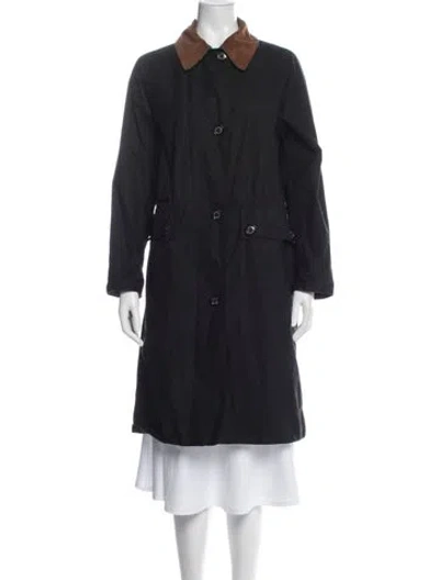 Pre-owned Barbour Trench Coat In Blue