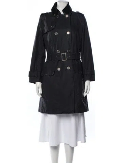 Pre-owned Barbour Trench Coat In Blue