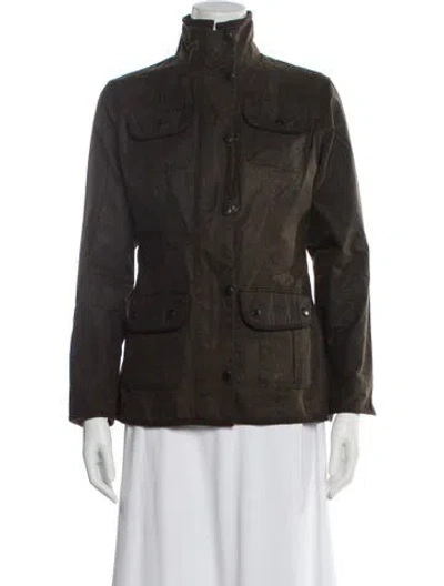 Pre-owned Barbour Trench Coat In Green