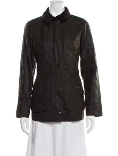 Pre-owned Barbour Trench Coat In Green